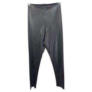 Commando Medium Faux Leather Leggings Shiny Black Stretch‎ Pants Comfortable 527
